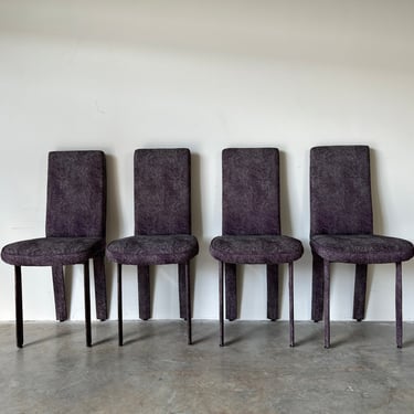 Postmodern Italian Design Upholstered Dining Chairs - Set of 4 
