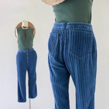 worrrn 70's cords - 26 - vintage 60s 70s womens blue corduroy pants trousers boho hippie 