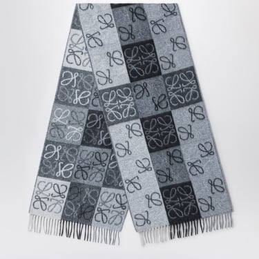 Loewe Black/White Anagram Wool And Cashmere Scarf Women