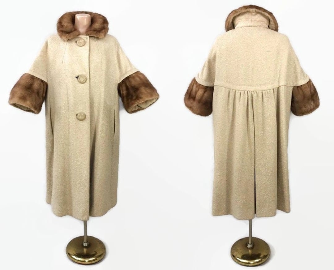 1950s Mink Coat with Dramatic Scalloped Collar