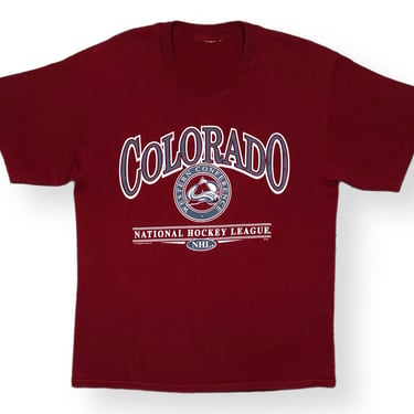 Vintage 90s Colorado Avalanche Hockey Western Conference NHL Graphic T-Shirt Size Large 