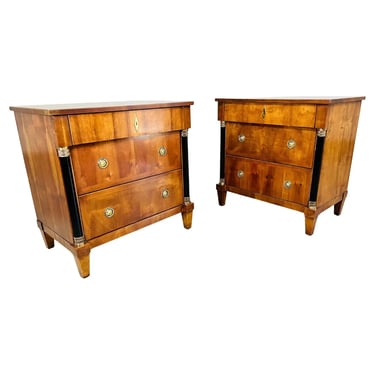 Set Vintage Biedermeier Regency Style “Capuan” Nightstands By Century Furniture 