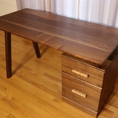Mid century desk with drawers of solid wood - Walnut | DKL Custom ...