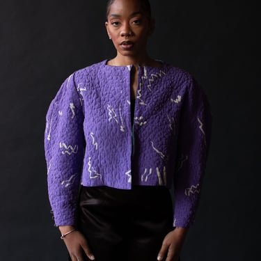 Purple Quilted Silk Coat | Michael Vollbracht 