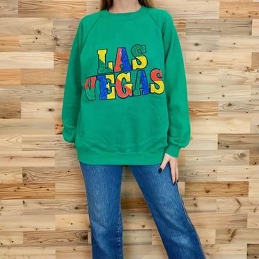 80's Vintage Las Vegas Raglan Pullover Sweatshirt 