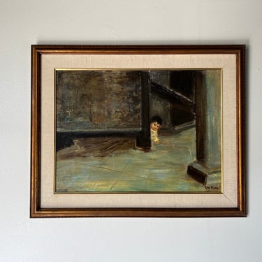 1960's Ewkohh Impressionist Figurative Oil Painting, Framed 