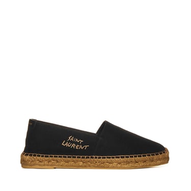 Saint Laurent Men Canvas Espadrilles With Saint Laurent Embroidery