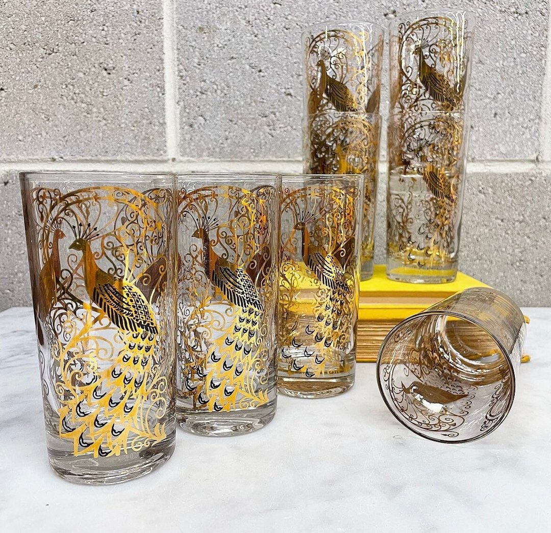 Eight MCM outlet Coins Around The World Highball Tumbler Glasses