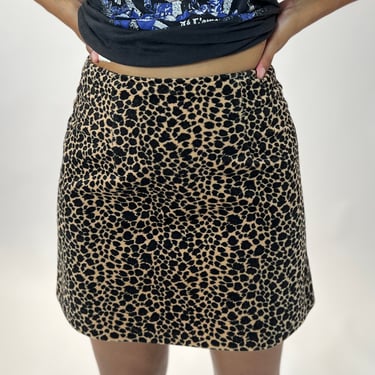 90s Faux Cheetah Mini Skirt