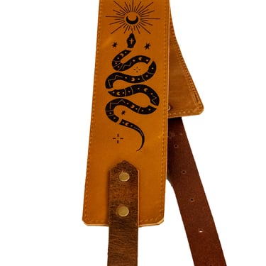 Personalized Leather Guitar Strap |  Handmade Banjo Strap  | Made in USA | Snake 
