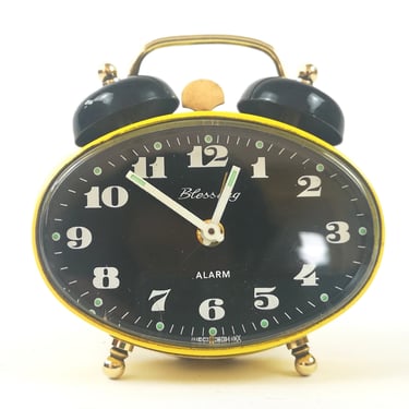 Rare Antique Pop Blessing Ellipse Alarm Clock, Vintage Ellipse Table Clock, Space Age Clock, 70s Clock Design, Germany 70s, Working Clock 