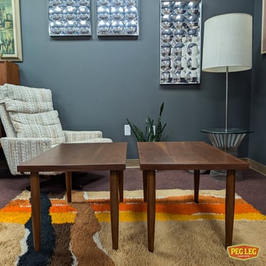 Pair of Mid-Century Modern walnut side tables