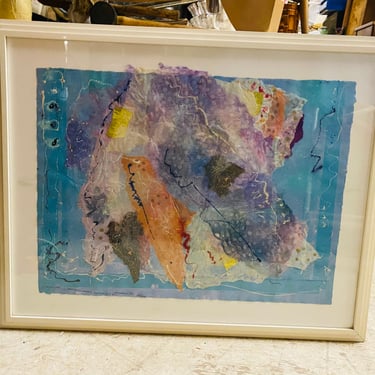 Small White Framed Abstract Watercolor Art