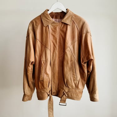 Ginger Relaxed Leather Bomber