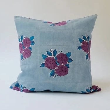 Sara Denim Block Printed Pillow