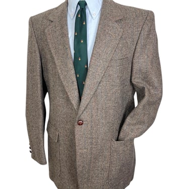 Vintage 100% Wool DONEGAL TWEED Sport Coat ~ 42 Long ~ Jacket / blazer ~ Herringbone ~ Ivy Style / Preppy / Trad ~ 