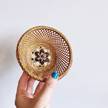 Vintage Tiny Woven Wicker Basket 