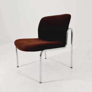 Mid century Bauhaus Lounge Chair in Brown Fabric and Chrome 1980s Germany 