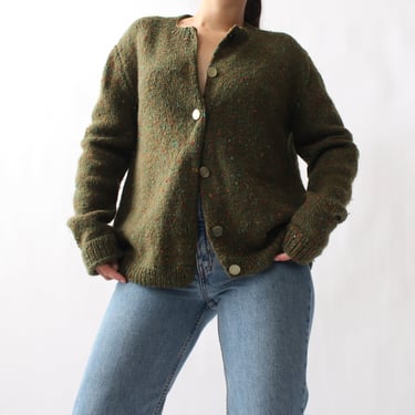 Vintage Speckled Moss Wool Sweater