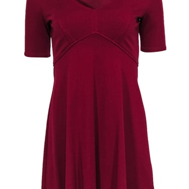 Bailey 44 - Red V-Neckline Short Sleeve Flared Dress Sz SP