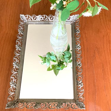 rectangular vanity mirror tray CHOICE golden brass or whitewashed brass wedding decor 