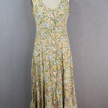1980s 1990s Floral Shirtdress by J.J. Farmer - Cottage Core Dress - Size S 