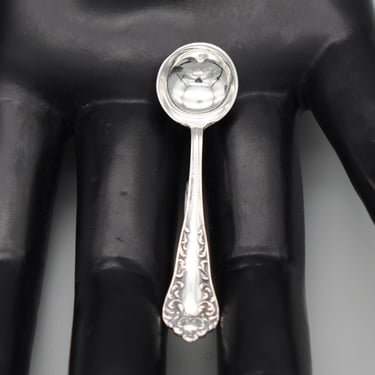 20's Victorian style sterling salt spoon pin, antique 925 silver floral ladle c clasp brooch 