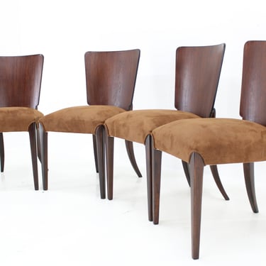 1950s  Jindrich Halabala Restored Dining Chairs H-214 for UP Závody, Set of 4 