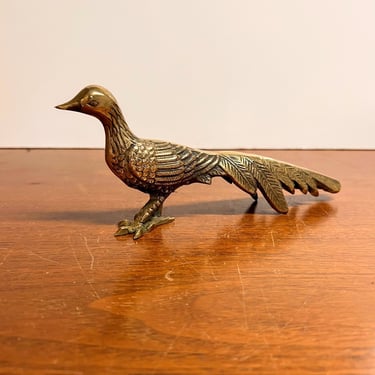Vintage Art Deco Brass Peacock Pheasant Figurine Large Brass Animal Decor 