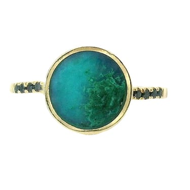 SECONDS JEWELRY: Chrysocolla & Black Diamond Ring