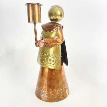Mexican Vintage Copper & Brass Angel / Alter Boy Candle Holder Made in Mexico