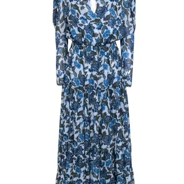 MISA Los Angeles - Blue, Green, & White Floral Print Maxi Dress Sz M