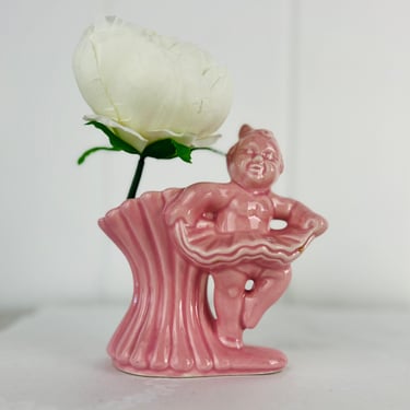 Vintage 1940s Pink Ballerina Planter Cachepot from McMaster Pottery, Canadian potter, mid century modern, nursery decor, baby gift 