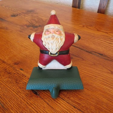 Vintage Cast Iron Christmas Stocking Holder Star Santa Claus Midwest Cannon Falls For Eddie Bauer 