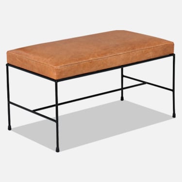 Paul McCobb &quot;Planner Group&quot; Leather & Iron Bench for Winchendon Furniture