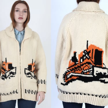 Vintage 70s COWICHAN Style CARDIGAN Sweater / Chunky Knit