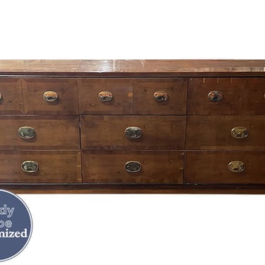 72" Unfinished 9 Drawer Hickory Manufacture Co Vintage Dresser #08341