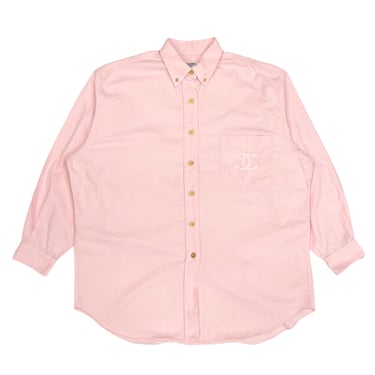 Chanel Pink Oversized Logo Button Down