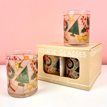 Set of 4 Georges Briard Christmas Glasses (2 Sets Available, Sold Separately) 