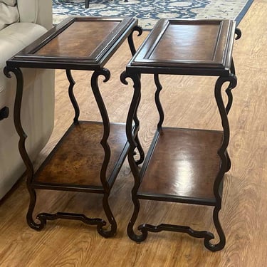 Pair of Bird's Eye Maple Baker Side Tables