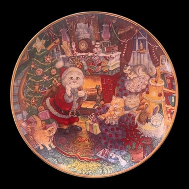 Vintage 1990s Bill Bell for The Franklin Mint Limited Edition Not A Creature Was Purring Christmas Themed Decorative Plate 