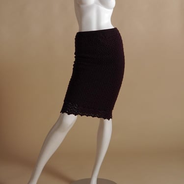 F/W 1987 Callaghan by Romeo Gigli textured and tiered brown wool skirt 