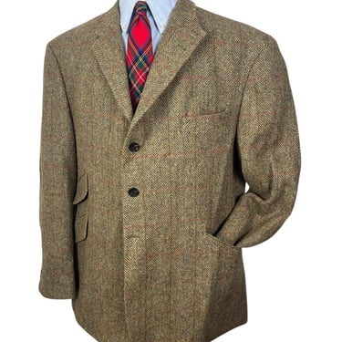 Vintage HARRIS TWEED Wool Norfolk Jacket ~ 44 R ~ Herringbone