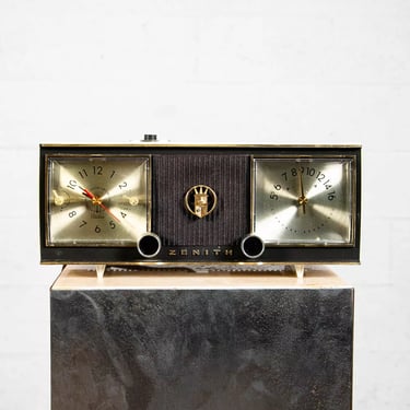 Mid Century Modern Radio Zenith 2 Knobs 6 Tube Vintage AM Alarm Clock Radio