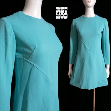 Atomic Space Age Vintage 60s 70s Turquoise Blue Dress 