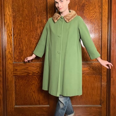 50s/60s Sage green swing coat 