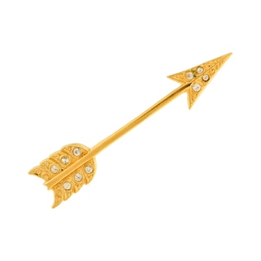 Yves Saint Laurent Vintage Dainty Rhinestone Golden Arrow Brooch