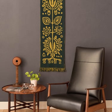 Vintage Danish Modern Reversible Wall Hanging Textile Tapestry 