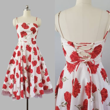 1950s Cotton Sundress by Murray K California 50s Cotton Day Dress 50's Women's Vintage Size XS 