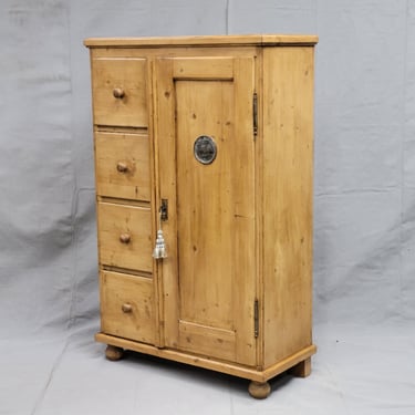 Antique European Pine Locking Pie or Larder Cabinet